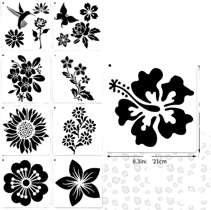 1 Set/16 stuks DIY bloemplant nieuwe set hol schilder sjabloon 16pcs gray