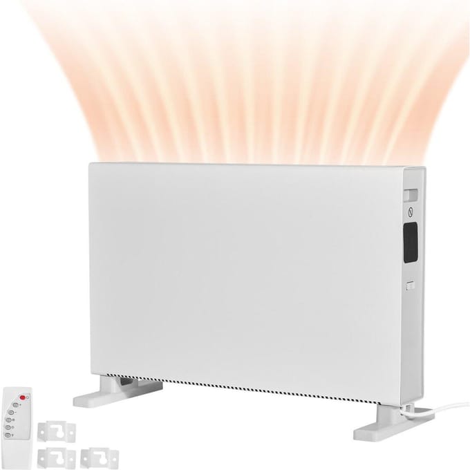 Chauffage Panneau Convection, Chauffage d'Appoint Électrique Panneau 2000W avec Télécommande & Commande Tactile, 3 Modes, Minuterie 24h, Design sur Pied ou Mural avec