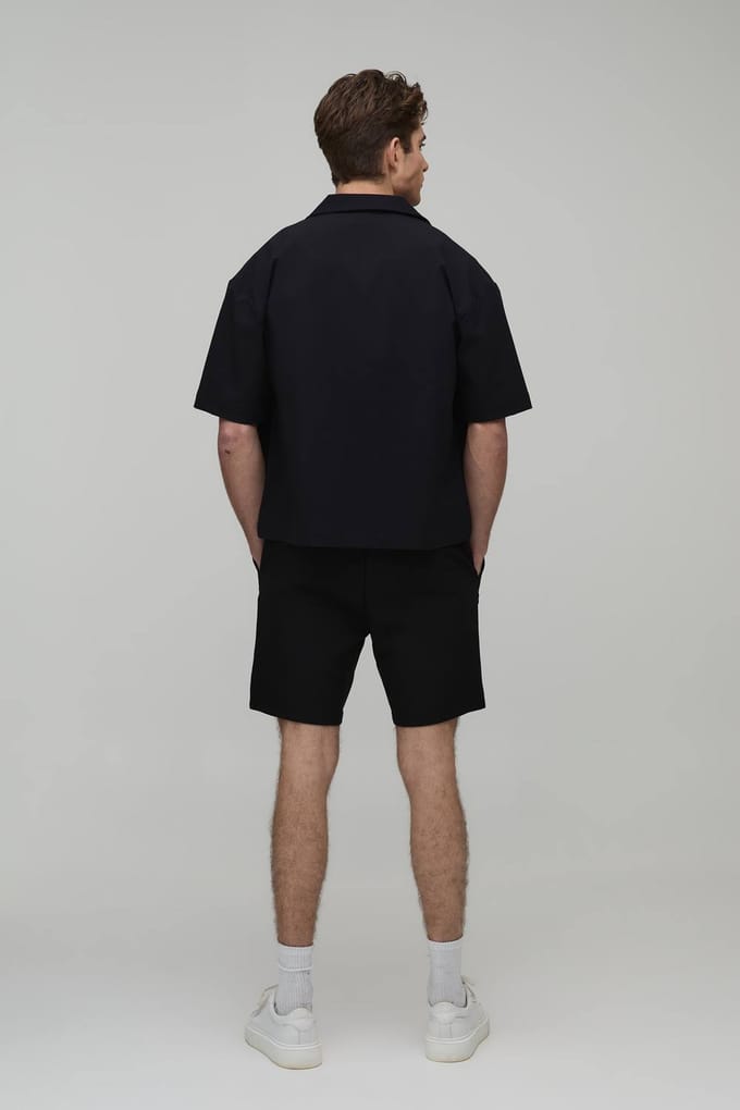 Essential Slim Fit Elasticated Tech Shorts | Black | Size Large