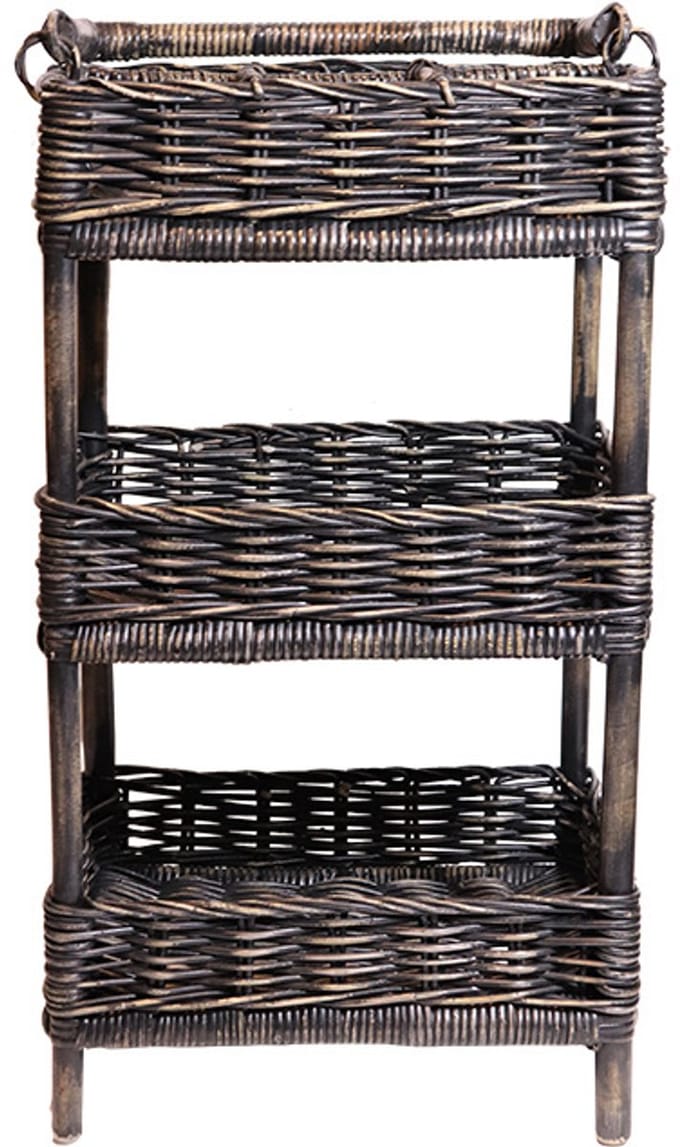 Rieten Kruidenrek Blackwash - 45x32xH80 cm
