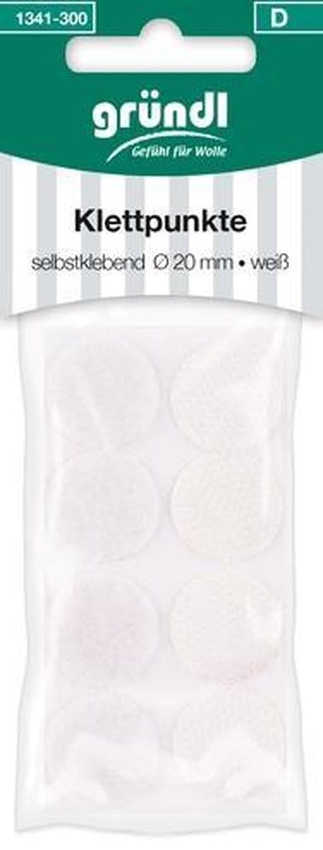 1341-300 Klittenband rondjes zelfklevend wit 8st