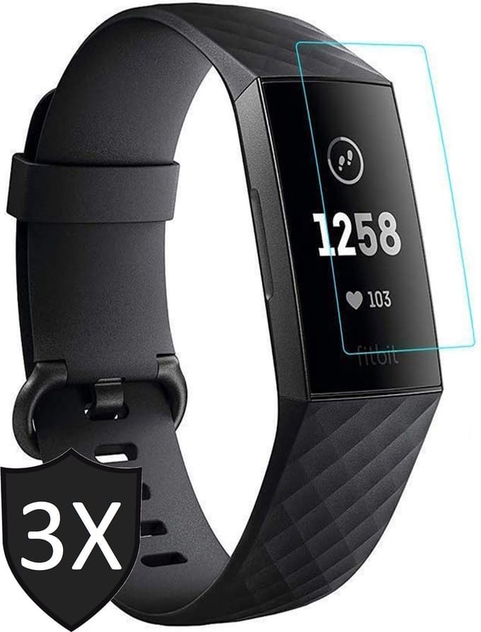 Screenprotector geschikt voor Fitbit Charge 4 - Glas PET Folie Screen Protector - 3 Stuks