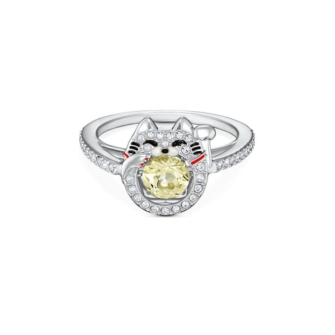 Swarovski Springend Hart Gelukskat Ring Damesring 5538137 Box (Random Color),52 white