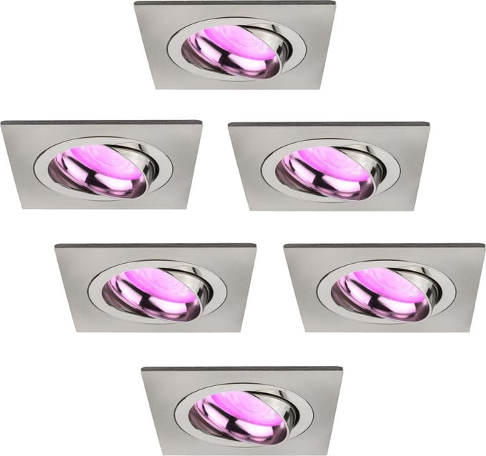 Ledvion - 6X SMART LED Inbouwspot Sevilla - Dimbaar - WiFi - RVS