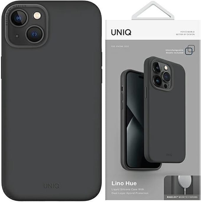 Uniq - Lino - Hue hoesje voor iPhone - 14 - Plus - Magclick - Charging - grijs