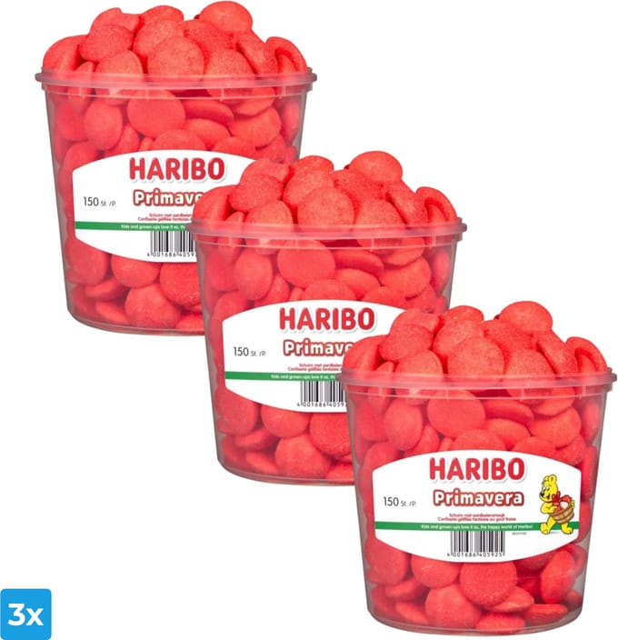 Haribo Schuim Primavera Aardbeien (3x 150 stuks)