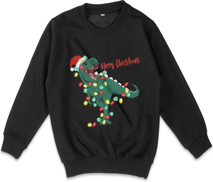 AWDis - Jongens Meisjes Sweater Kerstmis - Zwart - Maat 128 (M)