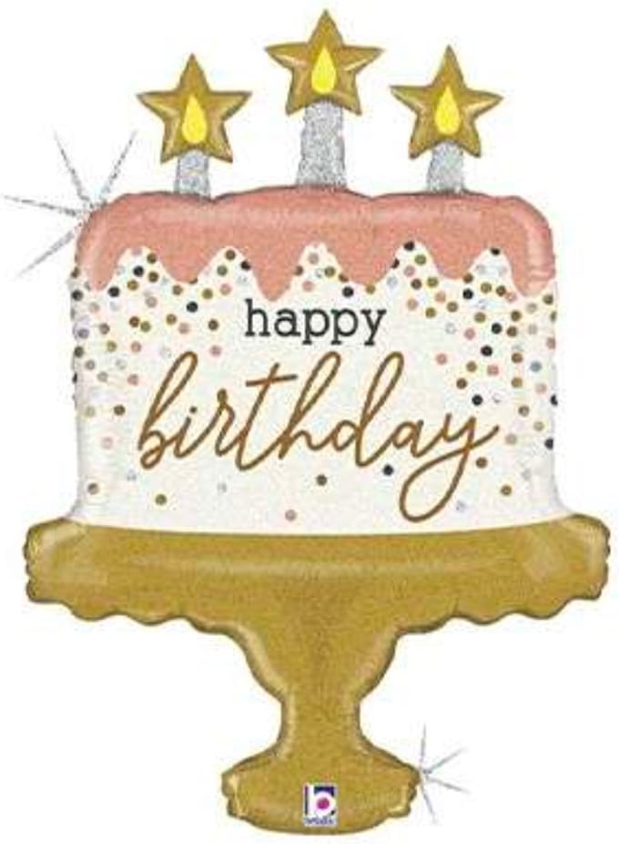 Folieballon Happy Birthday Cake Confetti Glitter Holo 82,5 cm