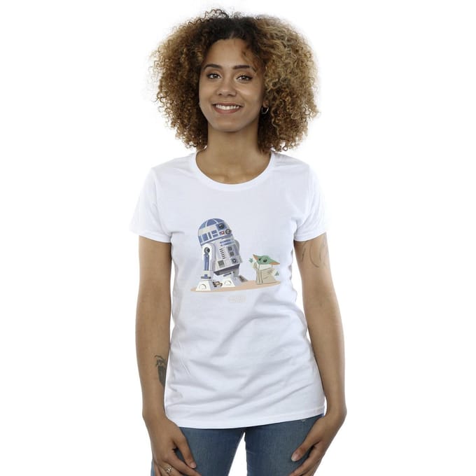 Star Wars Dames/Dames The Mandalorian R2D2 en Grogu Katoenen T-Shirt (Wit)