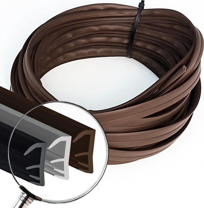 Rubberen afdichting tochtstopper houten deur 5 mm lengte 20 m wit