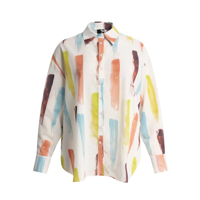 Abstract Print Long Sleeve Shirt Dames Mat Fashion