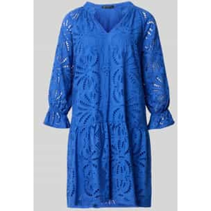 relaxed fit jurk in knielengte met florale all-over opengewerkte stiksels