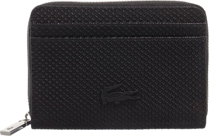 Lacoste Chantaco Dames en heren ritsportemonnee Leer - Zwart