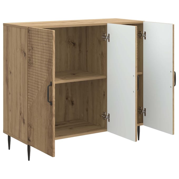 vidaXL - Dressoir - Artisanaal - eiken - 89 - x - 34,5 - x - 80 - cm - Bewerkt - hout