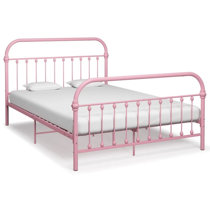 vidaXL - Bedframe - metaal - roze - 140x200 - cm