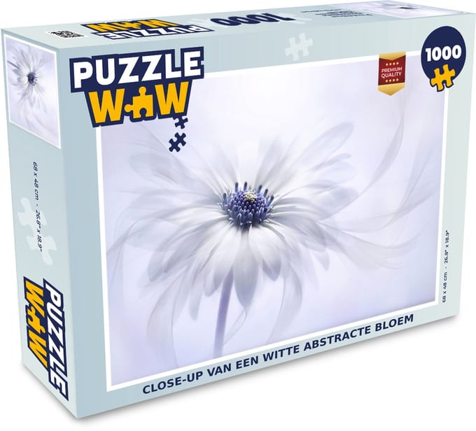 Puzzel Bloem - Abstract - Wit - Legpuzzel - Puzzel 1000 stukjes volwassenen