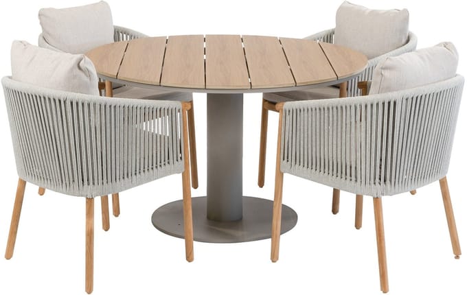 Tuinset Es Vedra/Tower | 4 personen | Rond 120 cm | Rope & Tecon Teak
