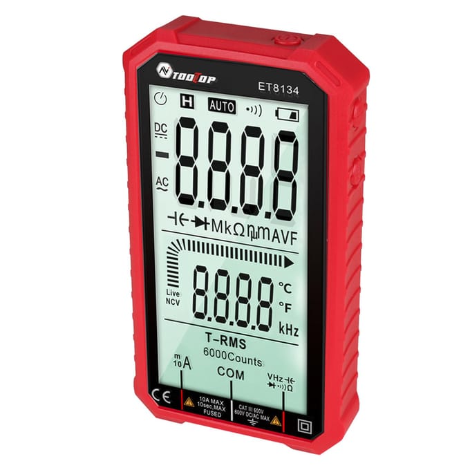 TOOLTOP ET8134 Draagbare 4,7 inch LCD-schermmultimeter Gelijkstroomspanning zwart