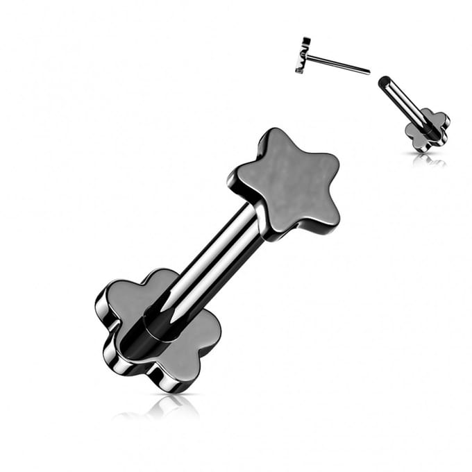 Piercing titanium push in sterretje 1.2x8 - zwart - LMPiercings