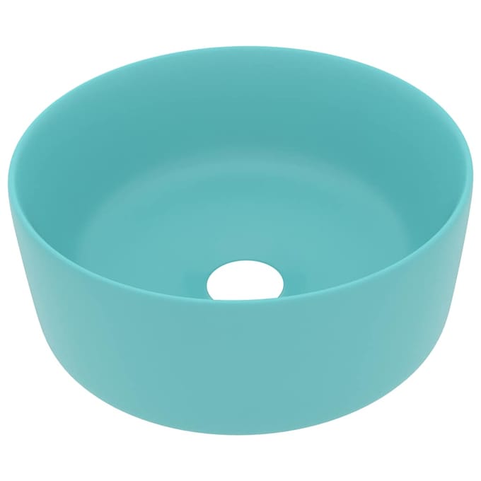 vidaXL Wastafel rond 40x15 cm keramiek mat lichtgroen