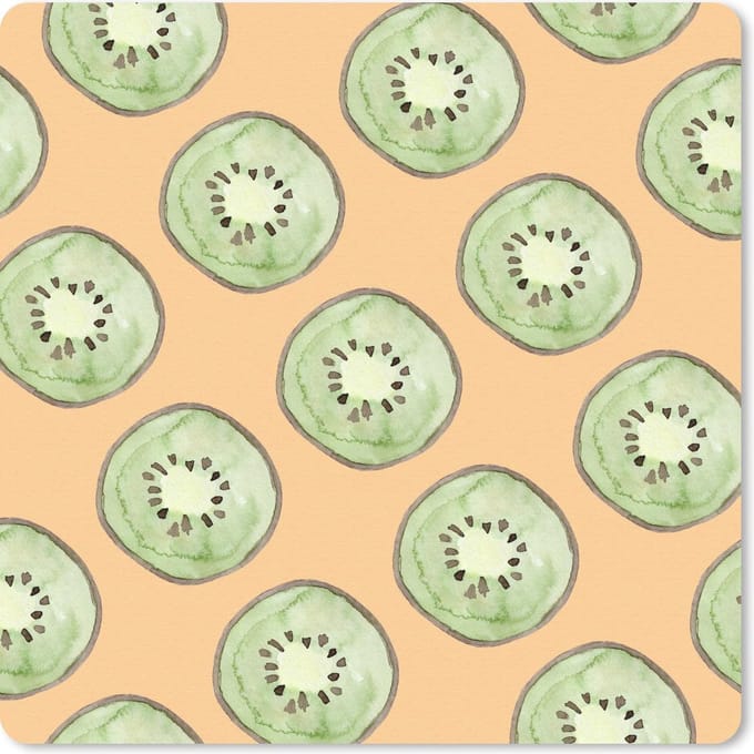 Muismat 20x20 cm - Mousepad Kiwi - Fruit - Waterverf - Sjablonen - Muismatten