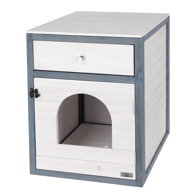 Kerbl Pet kattenkast Ida wit/grijs kat