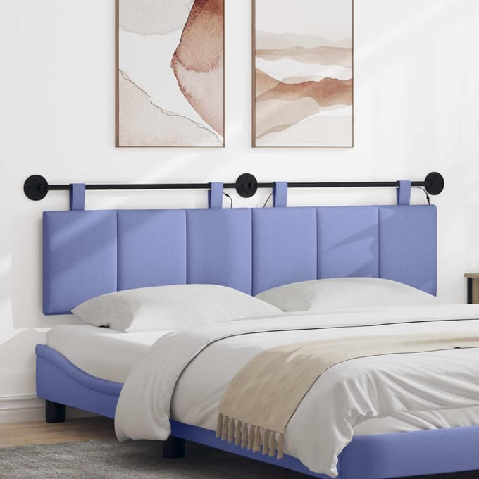 vidaXL - Hangend - hoofdbord - Met - LED-verlichting - Jeans - Blauw - Stof