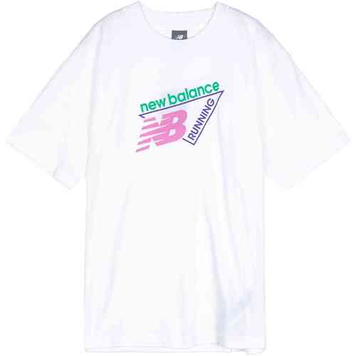 New Balance Neon Large Logo T-Shirt - Wit- Heren, Wit S