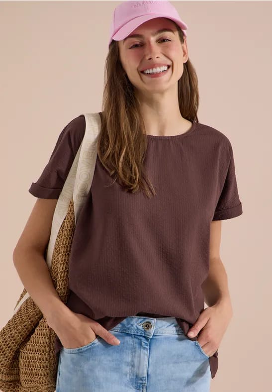 Blouse met ronde hals en knoopdetail