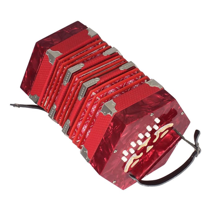 Concertina-accordeon, Anglo-stijl met 20 knoppen en 40 rieten, met draagtas red