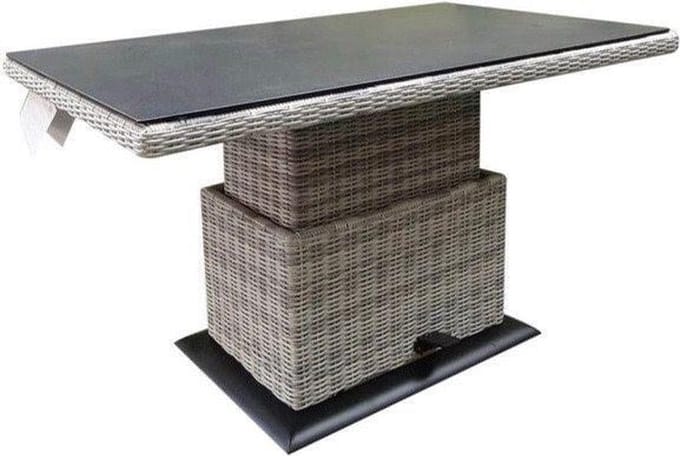 Miami lounge-diningtafel 140x85xH47-71 cm in hoogte verstelbaar wit grijs