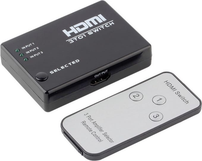 3 switch HDMI splitter Switch met afstandsbediening / HDMI hub 1080p / 3-in en 1-uit