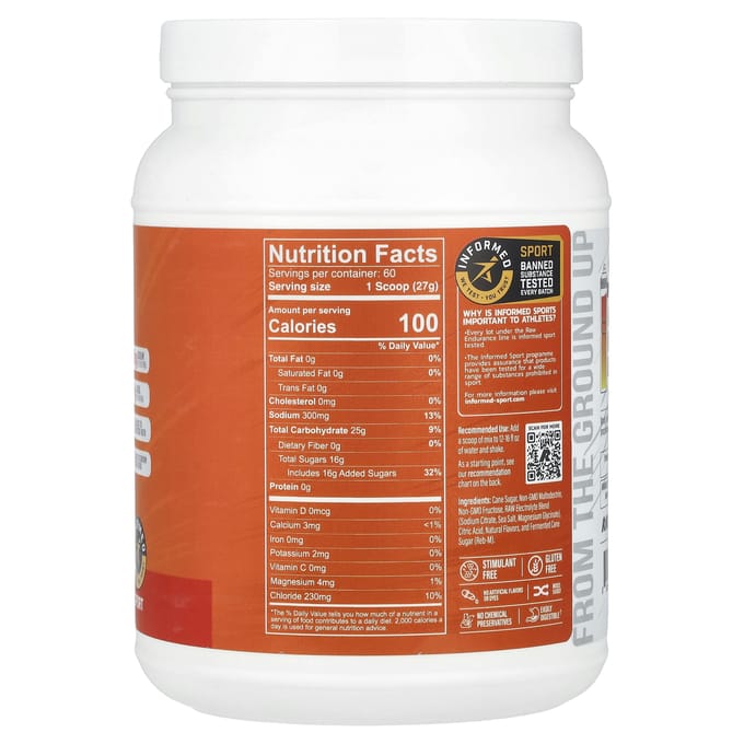 Raw Nutrition, Fuel, Formule d'Endurance Premium, Orange, 57.28 oz (1,620 g)