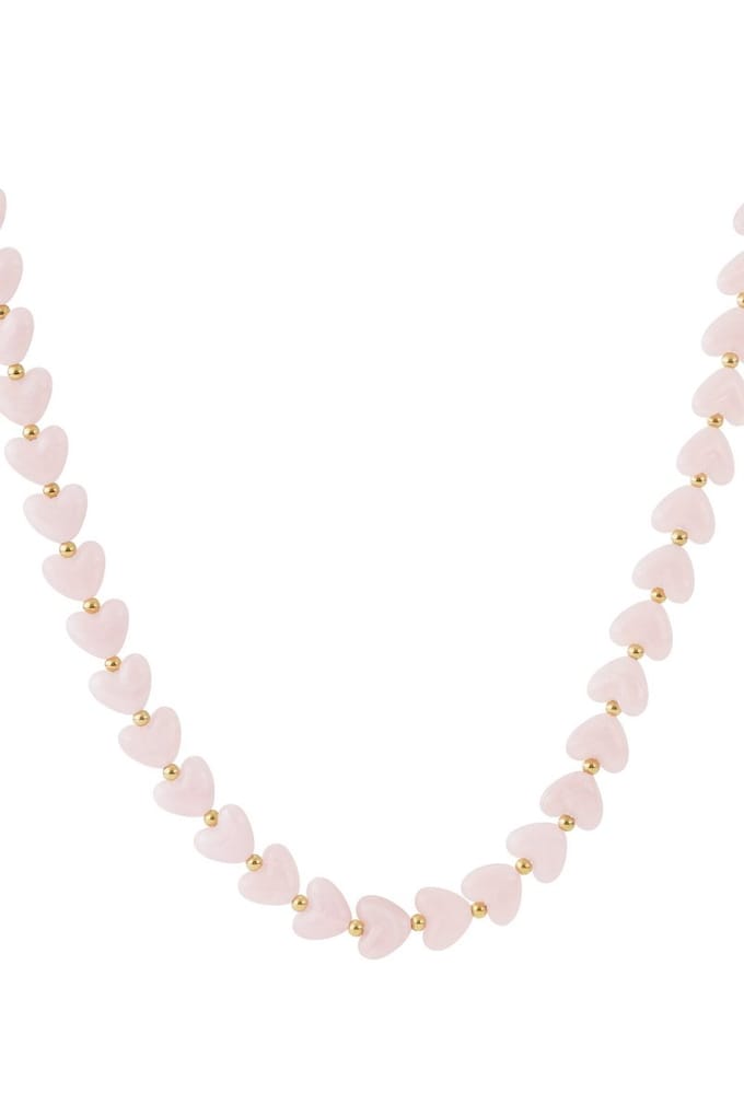 Lichtroze hartjes ketting