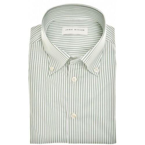 John Miller Overhemd Button-Down Cotton Non-Iron Allover Stripe Midden Groen / male