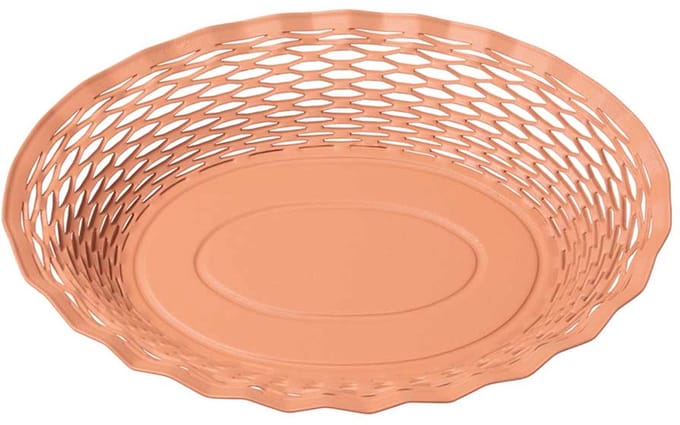Broodmandje van RVS - Vintage - Ovaal - Groot - Oud Roze - 30 x 24 x 5 cm