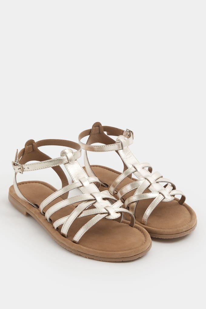 Yours Goudkleurige Imitatieleren Gladiatorsandalen In Extra Brede Epasvormsize 37EEE