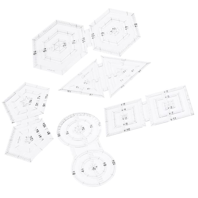 Ensemble de 5 règles de patchwork DIY manuel double rond pentagone hexagone triangle outil de couture white