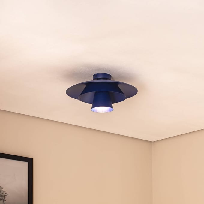 Luminex Plafondlamp Plato, donkerblauw, metaal, Ø 38 cm, E27