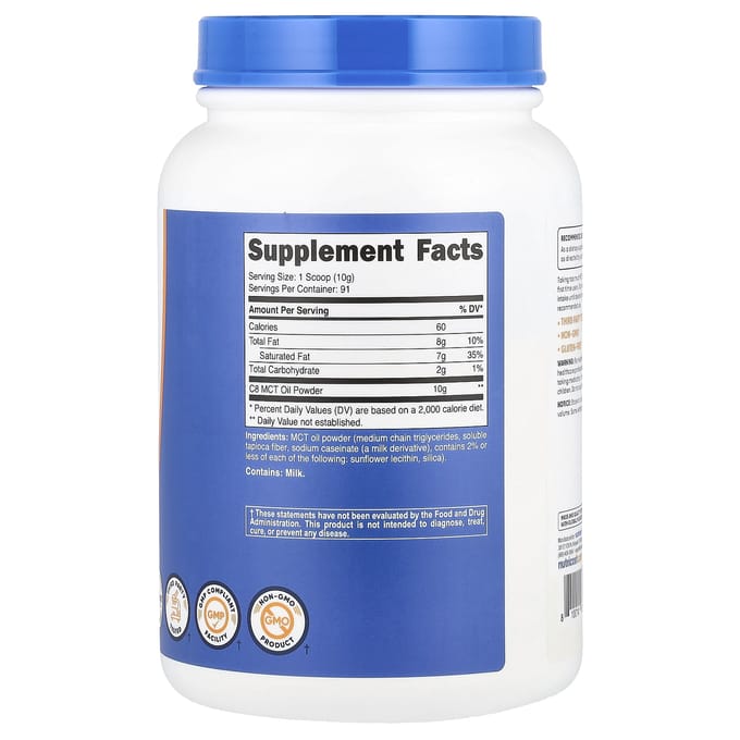 Nutricost, MCT Olie Poeder, Ongezoet, 32,4 oz (907 gram)