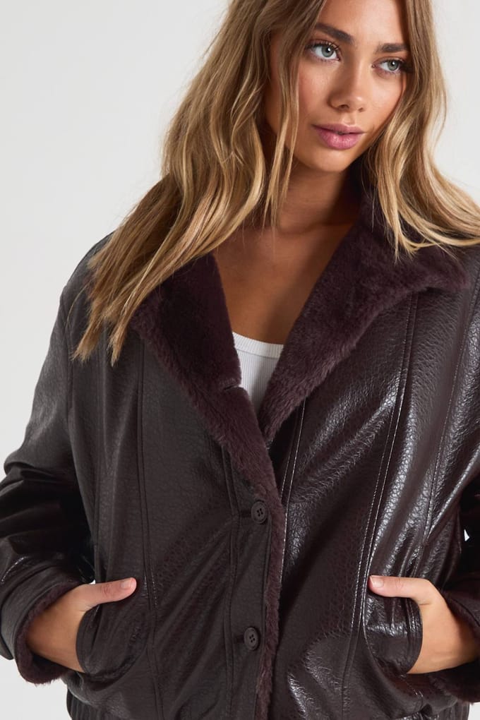 boohoo Dames Borg Gevoerde Aviator | Chocolate | Maat: 12
