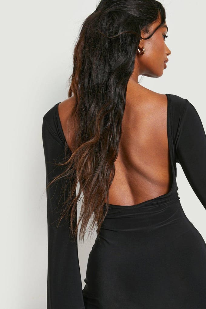 boohoo Dames Heavy Soft Touch Maxi-jurk met lage rug | Black | Maat: 14