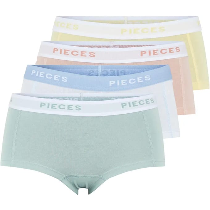 Pieces 4-Pack Dames shorts - Solid - Katoenen dames onderbroek - Multipack - Voordeelverpakking - Jade / L