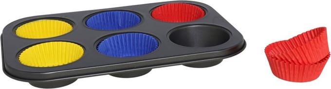 Gerimport - Muffins/cupcakes maken bakvorm/blik voor 6x stuks 26 x 18 cm