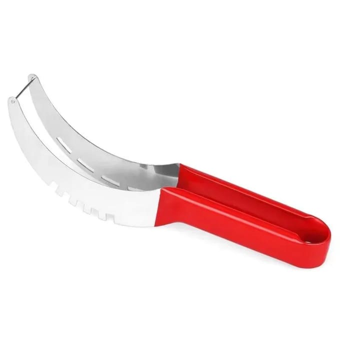 Coupe-pastèque en acier inoxydable, trancheur de pastèque, couteau coupe-fruits sûr, coupe-melon pour gadget de cuisine white