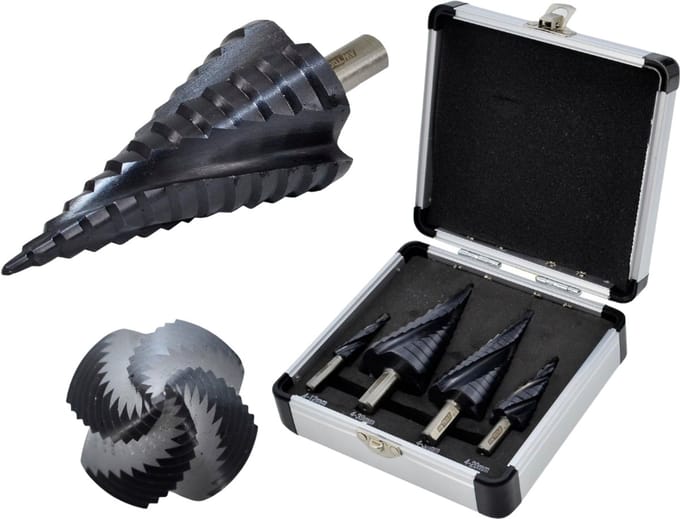 Awtools - Spiraalvormige Stapboor Set - HSS M2 - TiAlN Coating - 4 Stuks