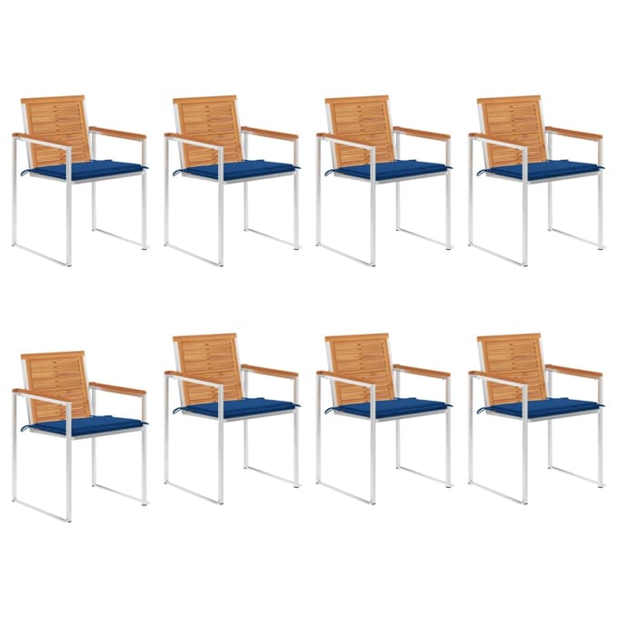 vidaXL - Tuinstoelen - 8 - st - met - kussens - massief - acaciahout