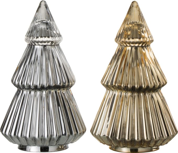 J-line Boom Decoratie Glas Zilver/Goud Small Assortiment Van 2
