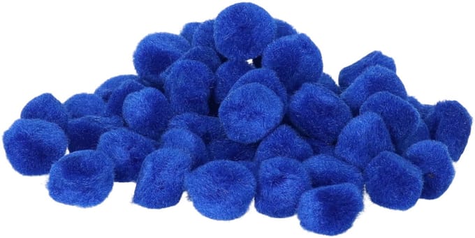 Rayher Hobby knutsel pompons - 15 mm - blauw - 60x stuks - vormen/figuren/bolletjes