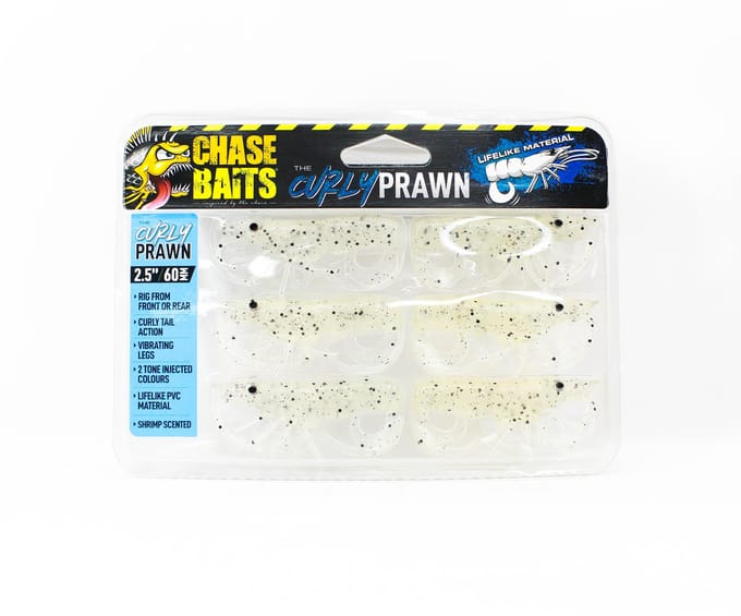 Chasebaits Curly Prawn 60 mm Leurre coulant, paquet de 6, Jelly Prawn (4402)